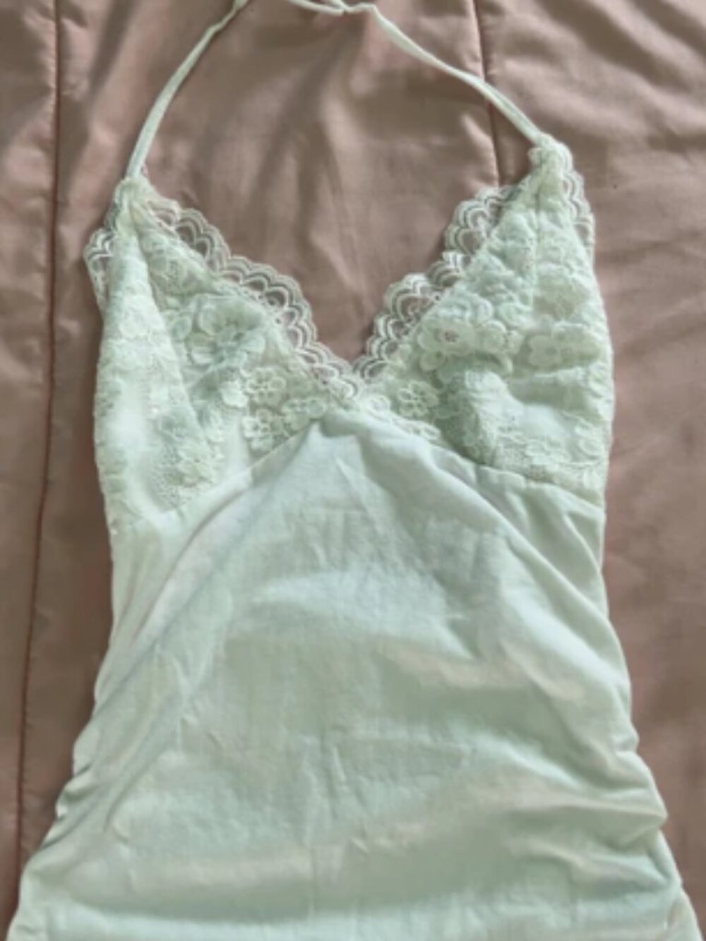 White tie up lace tee